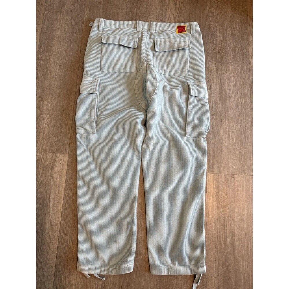 Empyre Corduroy Cargo Mens 32X30 Fly Adjustable Waist Y2K Baggy Relax Pants Blue - Picture 2 of 6